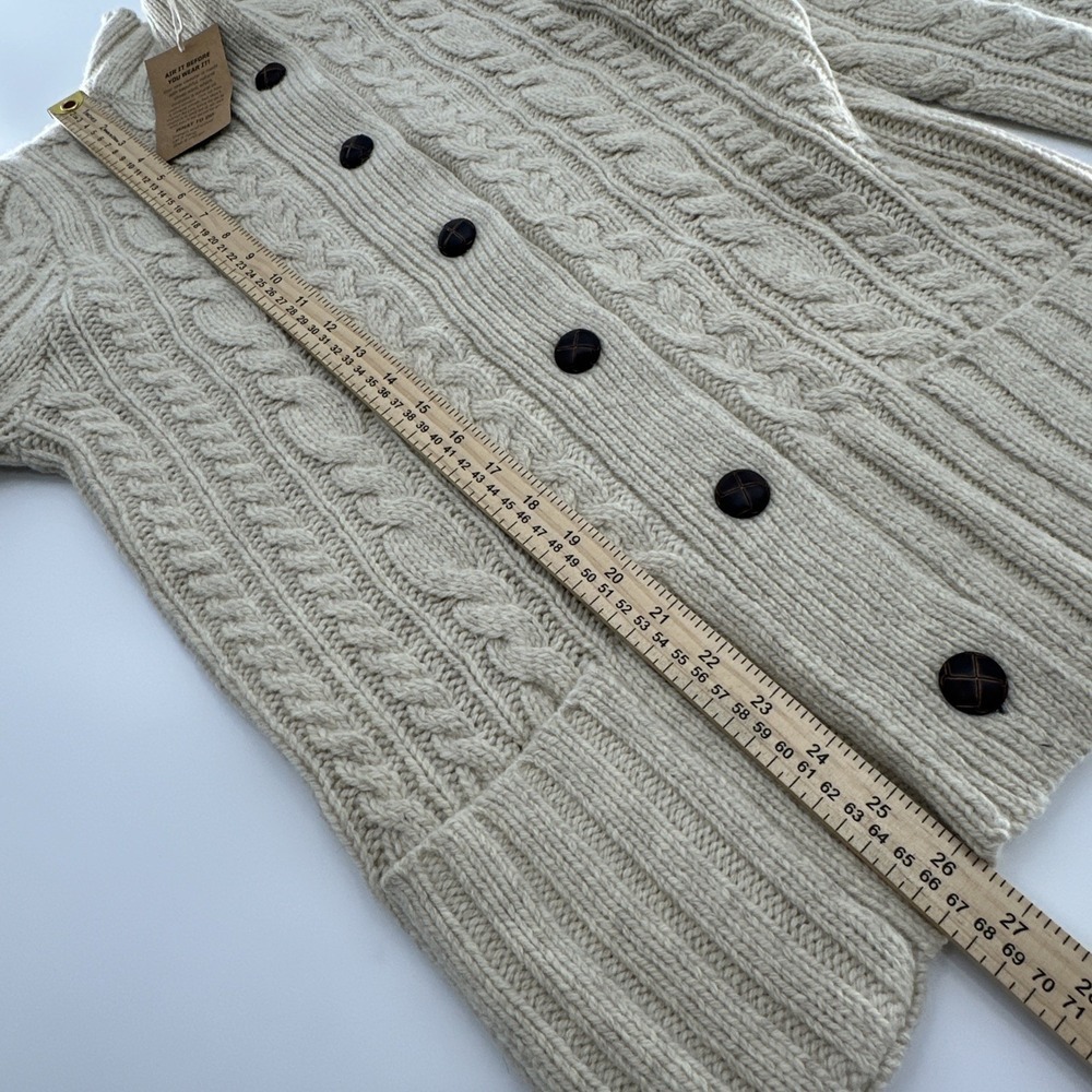 Duluth Trading Fisherman Cardigan Women's L Cream Wool Cashmere Cable Knit NWT - Picture 11 of 16